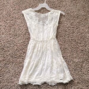 White laced dress from Abercrombie & Fitch.